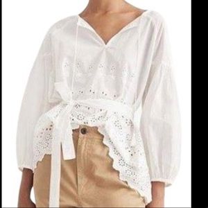 Madewell White Eyelet Lattice Blouse